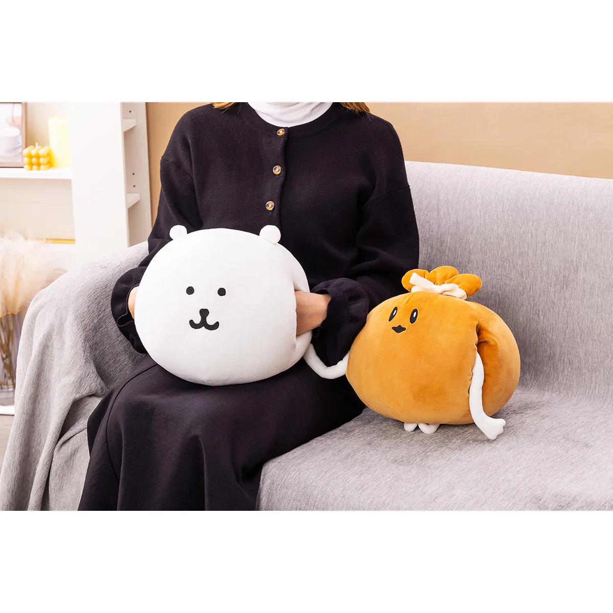 ナガノキャラクターズ ころころハンドマフクッション（もちきんちゃく） - Image 3