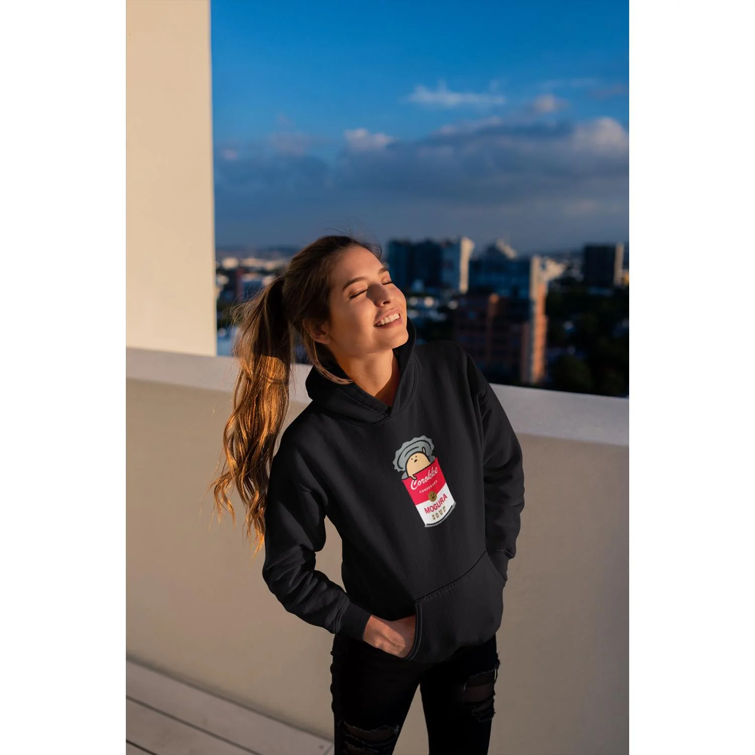 もぐらコロッケ P/Oパーカ スープ ブラック - Image 5